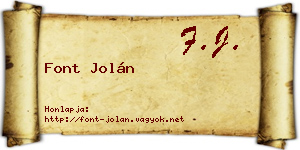 Font Jolán névjegykártya